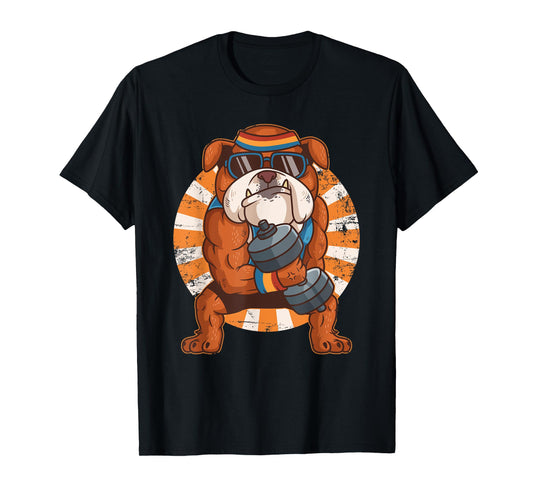 Bulldog Weight Lifting Workout Gym Training Dog Lovers T-Shirt for Men Women Kids