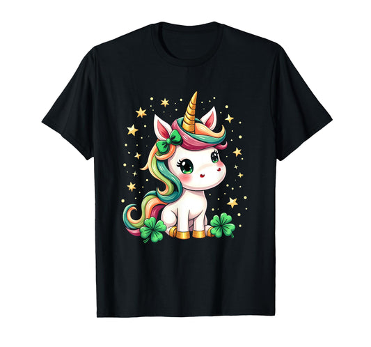 Cute Unicorn Shamrock St Patricks Day Lepricorn Girls Kids T-Shirt