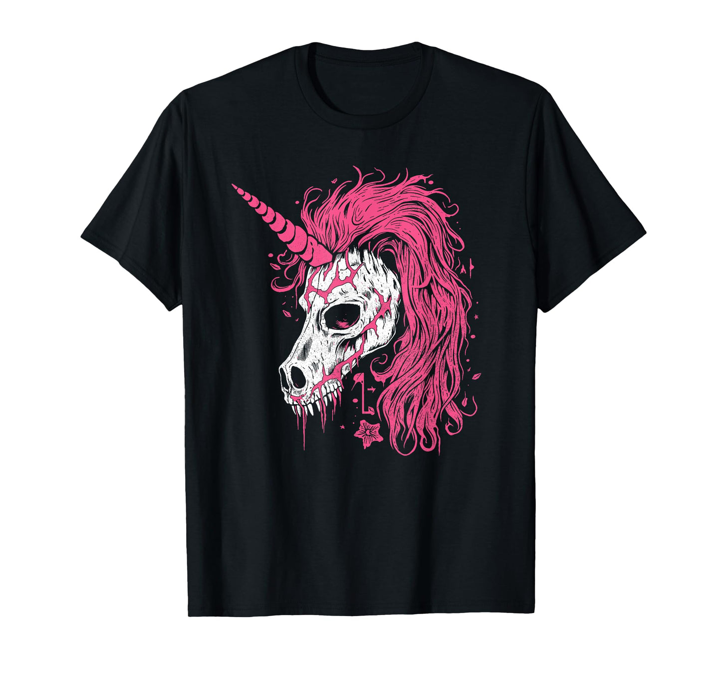 Awesome Unicorn Skeleton Skull Gothic Spooky Pink Halloween T-Shirt