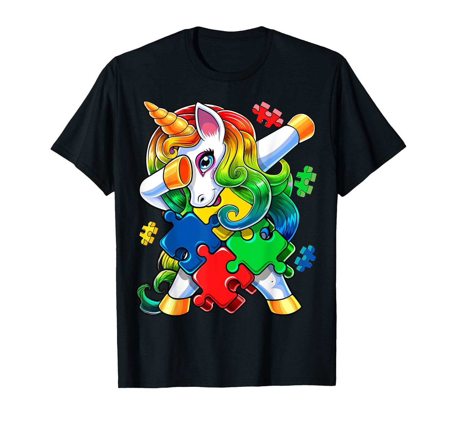 Autism Awareness Dabbing Unicorn Puzzle Piece Gift for Kids T-Shirt