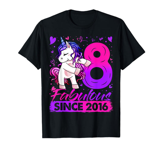 8 Years Old Flossing Unicorn Gifts 8th Birthday Girl Party T-Shirt
