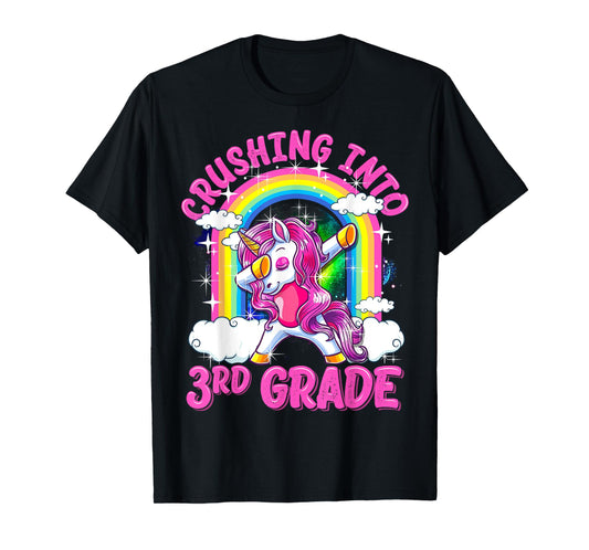 Crushing Into 3rd Grade Dabbing Unicorn Back To School Girls T-Shirt