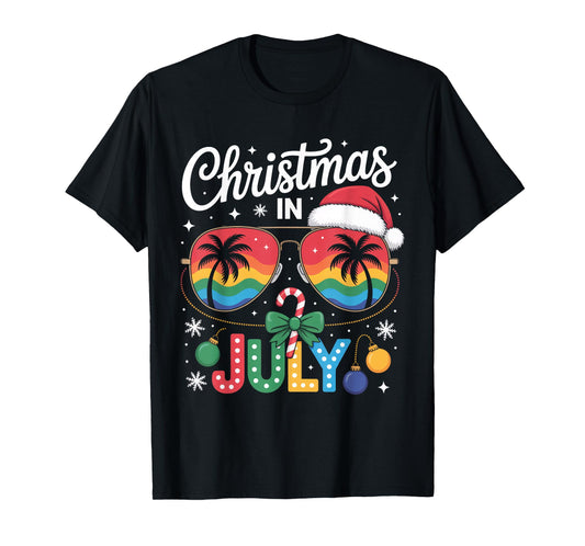 Santa Claus Sunglasses Beach Christmas in July Men Women Kid T-Shirt