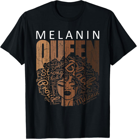 Afro Melanin Queen Tee Strong Black Natural African American T-Shirt