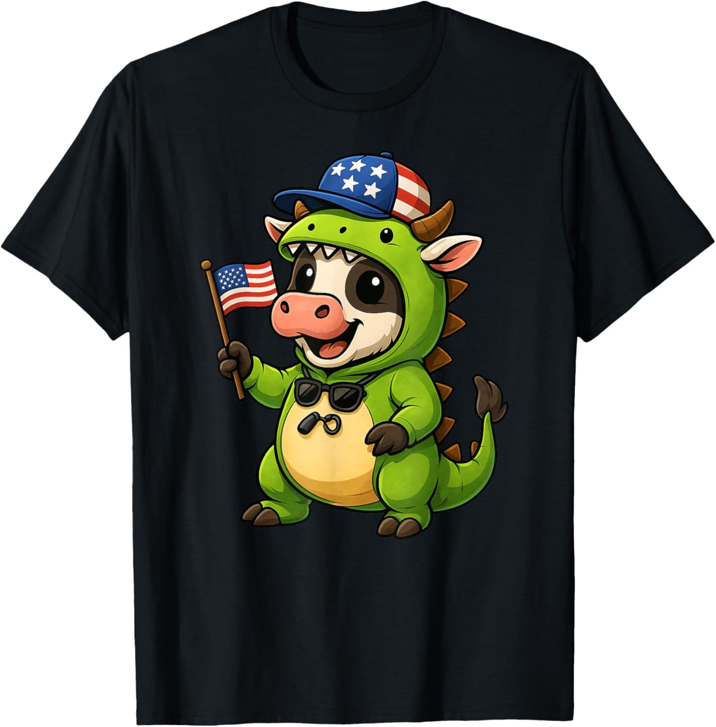 Cow Dinosaur Costume Trex Animal Lover 4th July Boys Girls T-Shirt