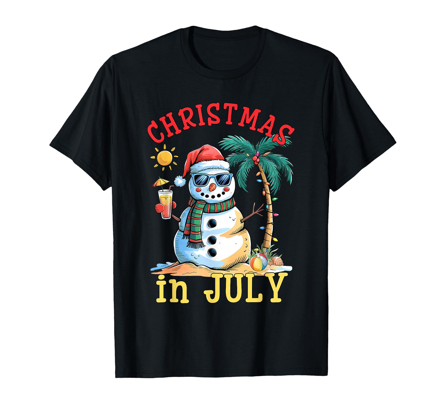 Christmas In July Snowman Summer Beach Vacation Xmas T-Shirt