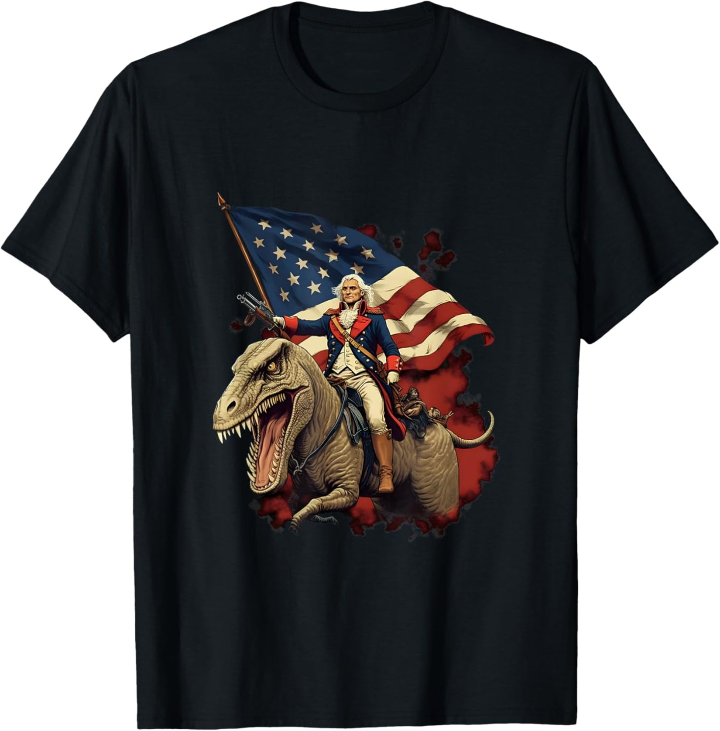 George Washington on a Dinosaur on July 4th Independence Day T-Shirt