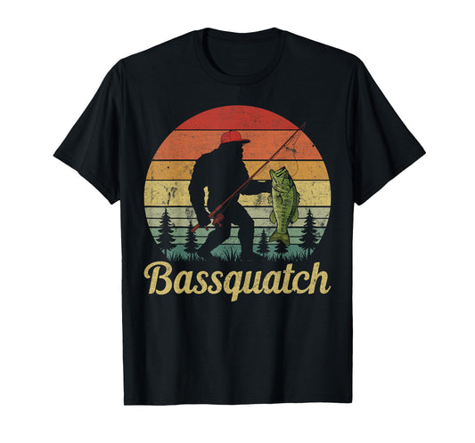 Bassquatch Bass Fishing Humor Bigfoot UFO Sasquatch Gifts T-Shirt