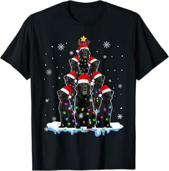 Black Labrador Santa Christmas Tree Lights Xmas Dog Dogmas T-Shirt for Men Women Kids