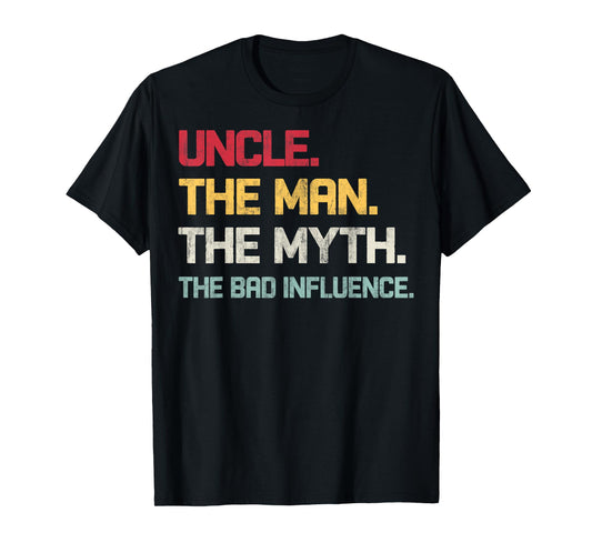 Vintage Uncle The Man The Myth The Bad Influence Retro T-Shirt