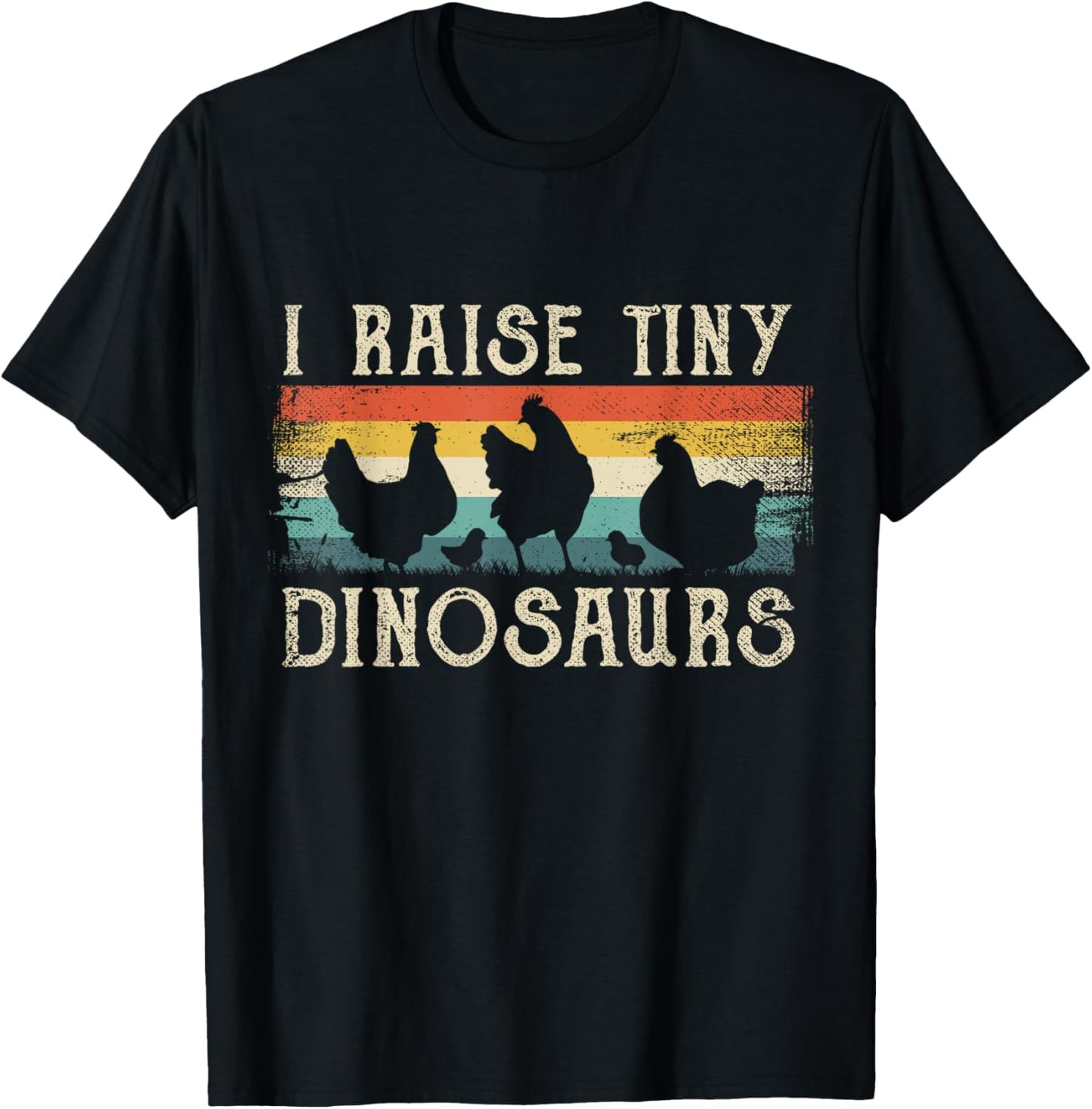 I Raise Tiny Dinosaurs TShirt Retro 70S Chicken Silhouette T-Shirt