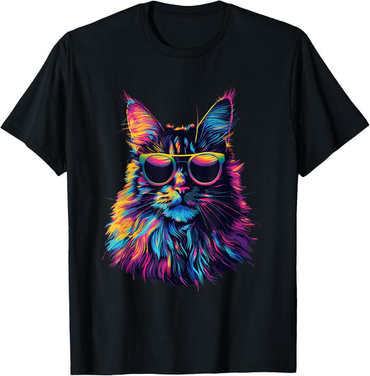 Maine Coon Cat Lovers Design Pop Art Funny Maine Coon Cat T-Shirt