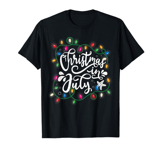 Christmas In July Lights Funny Summer Xmas Men Women Kids T-Shirt