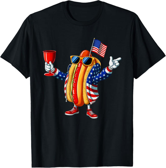 Patriotic 4th of July Hotdog Funny Fourth of July Men Women T-Shirt