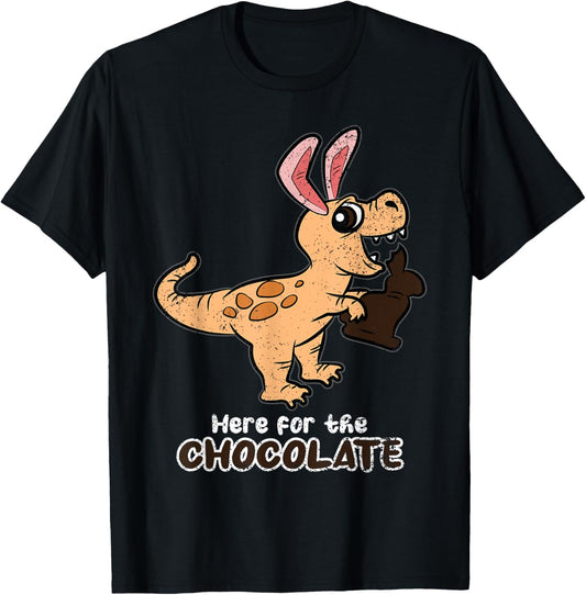 Easter Here For The Chocolate Dinosaur T-Rex Eating Bunny T-Shirt