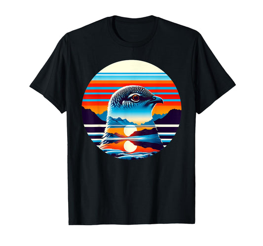 Ptarmigan Bird Sunset Retro Style Safari Vintage 70s T-Shirt