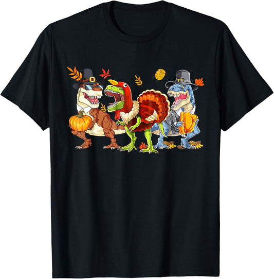 Happy Thanksgiving Family Gifts Thanksgiving Dinosaur T-Rex Turkey Rawr Kids T-Shirt