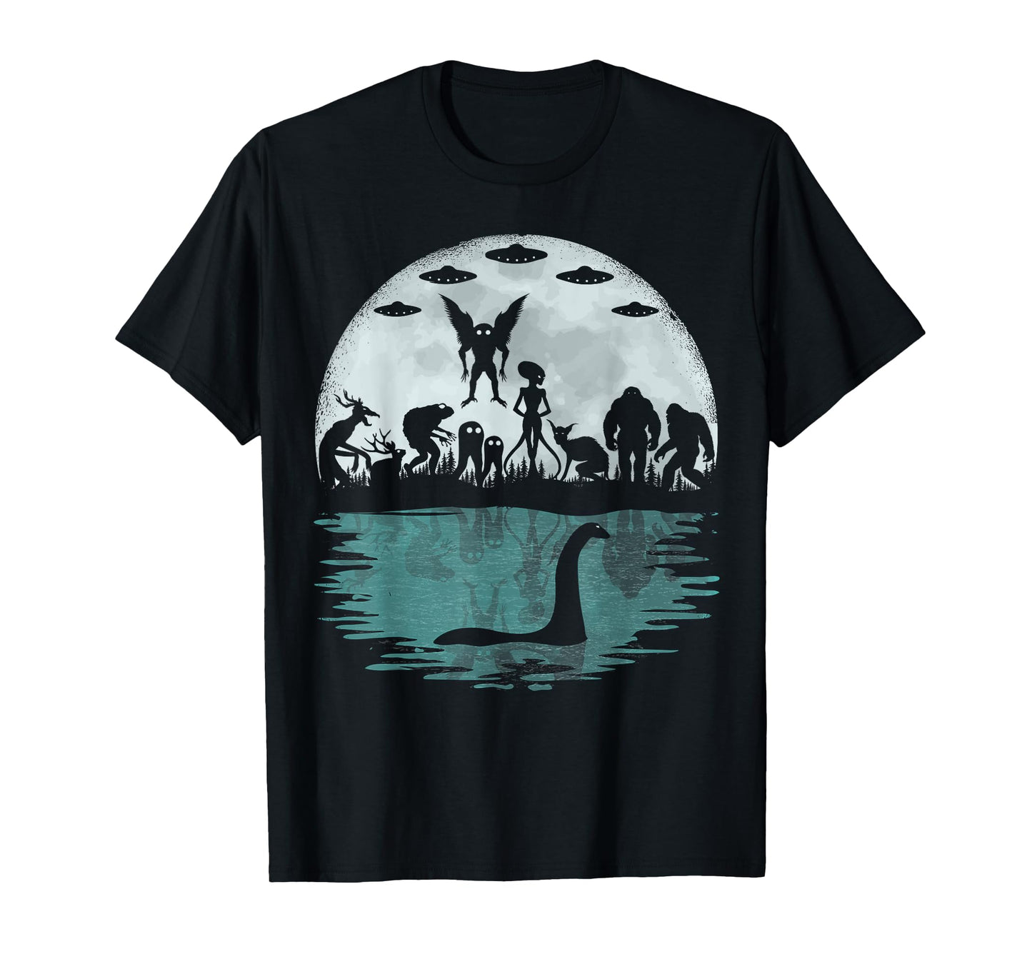 Bigfoot Loch Ness Monster Mothman And Aliens Funny Cryptid T-Shirt