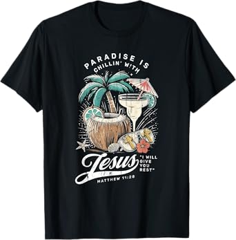Paradise is Chillin' With Jesus Matthew, Jesus Beach Towel T-Shirt