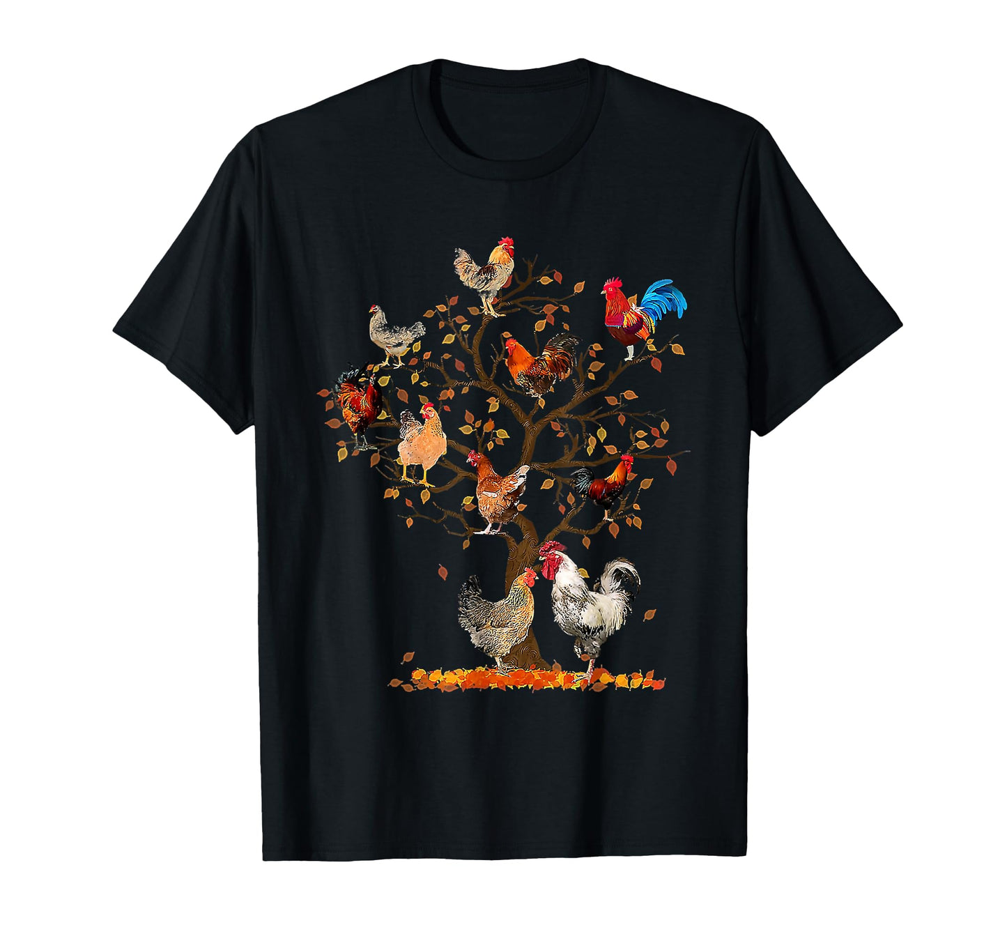 Chicken Tree Autumn Tree Fall Leaves Chicken Love T-Shirt