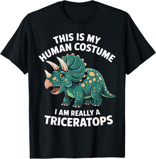 Dinosaur Human Costume Funny Triceratops Extinct Animal Fun T-Shirt