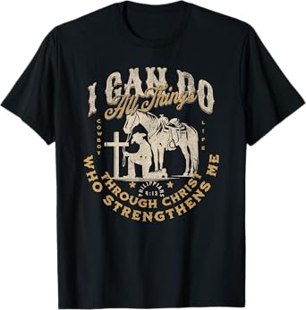 Cowboy Kneeling Cross Scripture Western Bible Verse Jesus T-Shirt