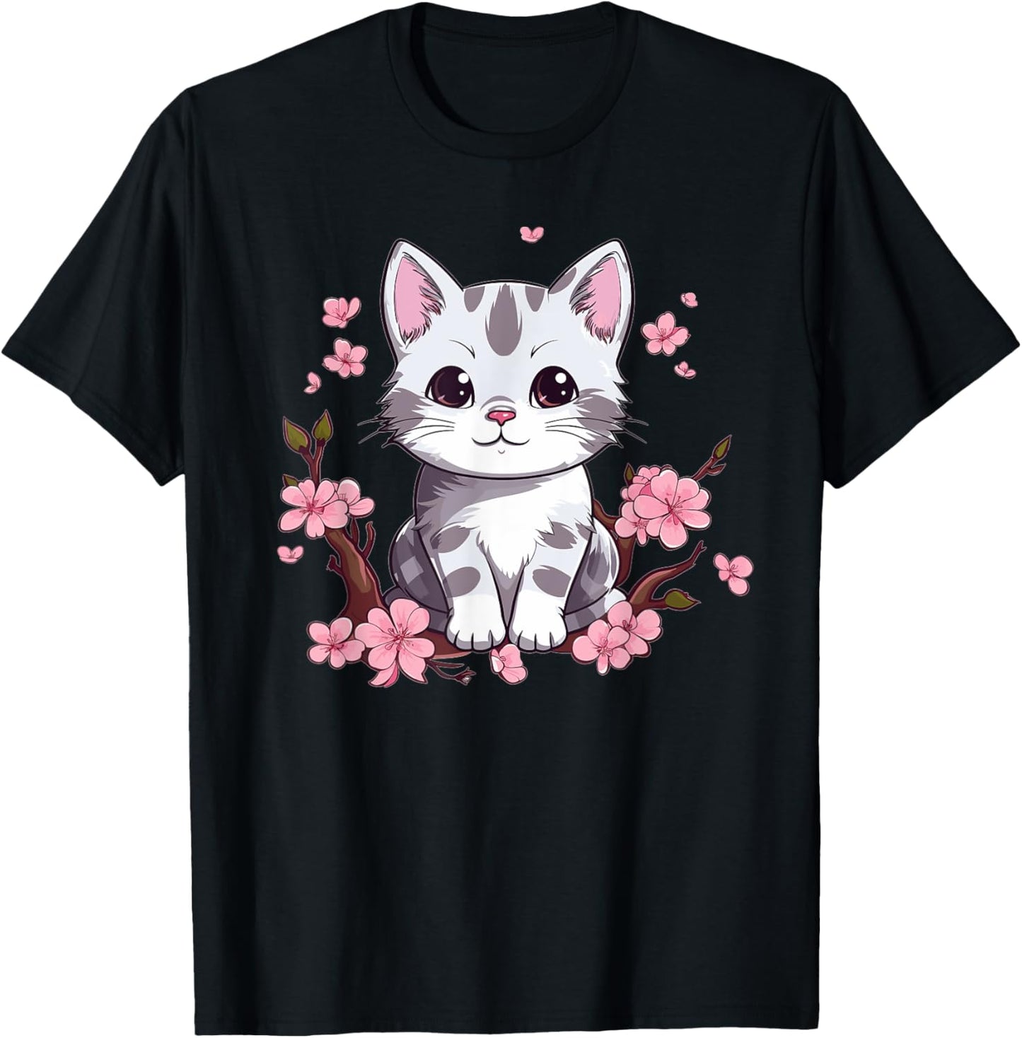 Cute Cat With Cherry Blossoms I Kids Cat T-Shirt