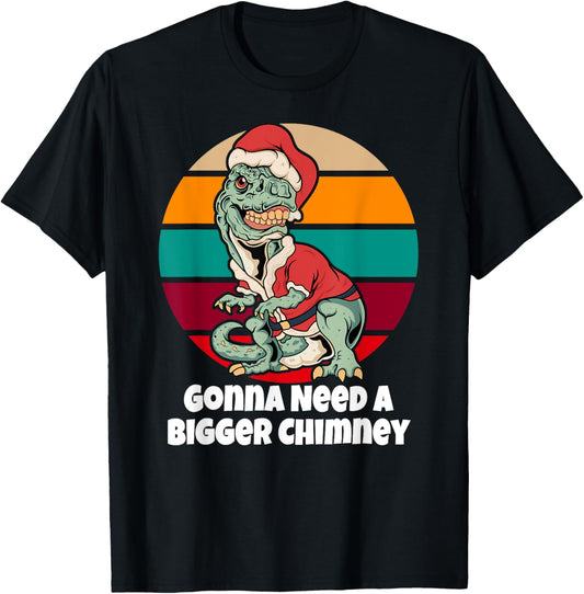 Dinosaur Santa Claus Xmas Vintage Sunset Happy Holidays T-Shirt