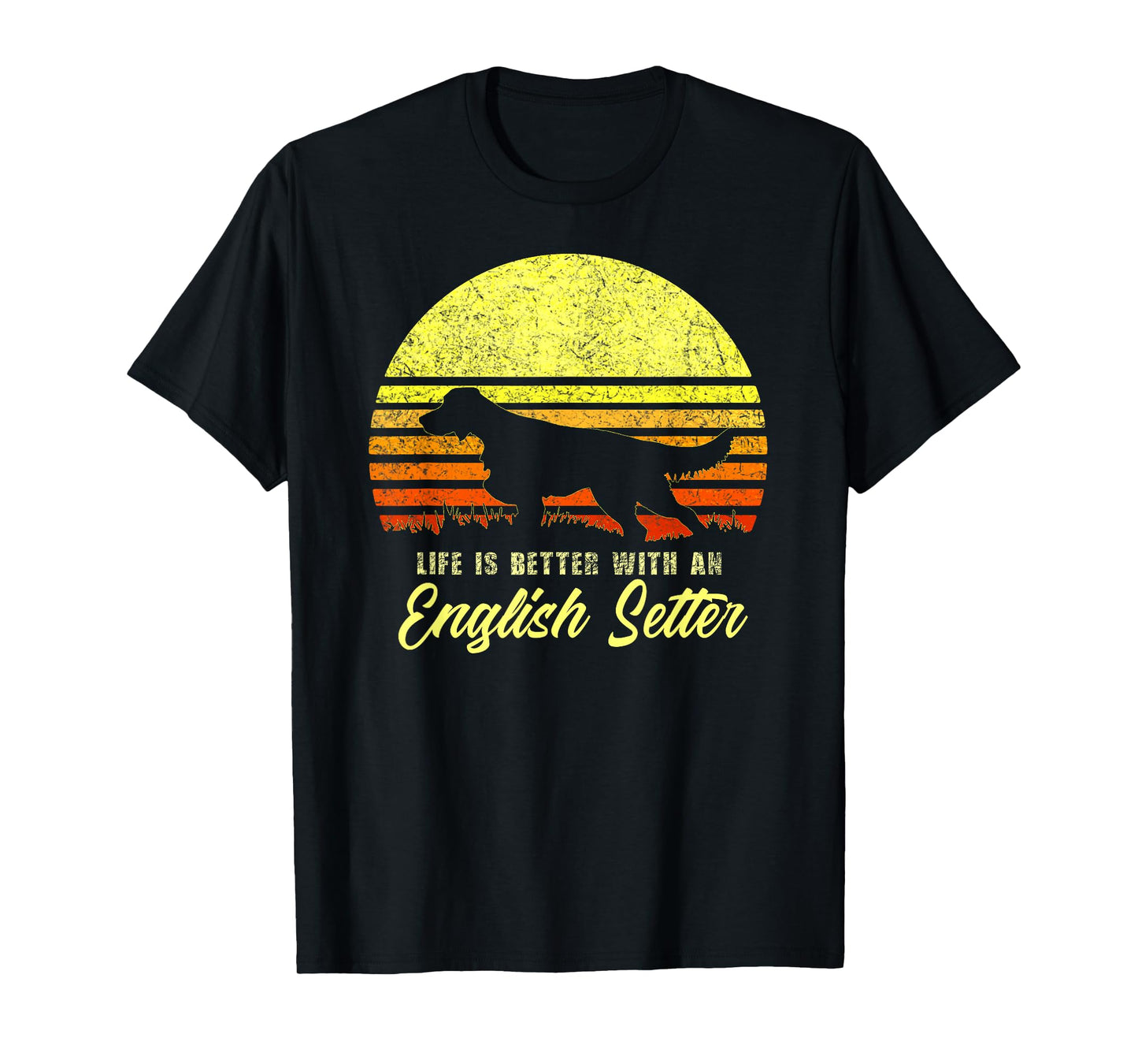 English Setter Hunting Bird Dog Lover Vintage Retro Sun Gift Men Women Kids T-Shirt