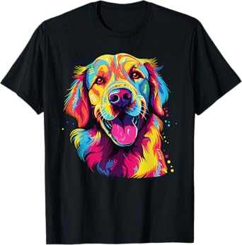 Watercolor Colorful Golden Retriever Dog Men Women Girls Kids T-Shirt