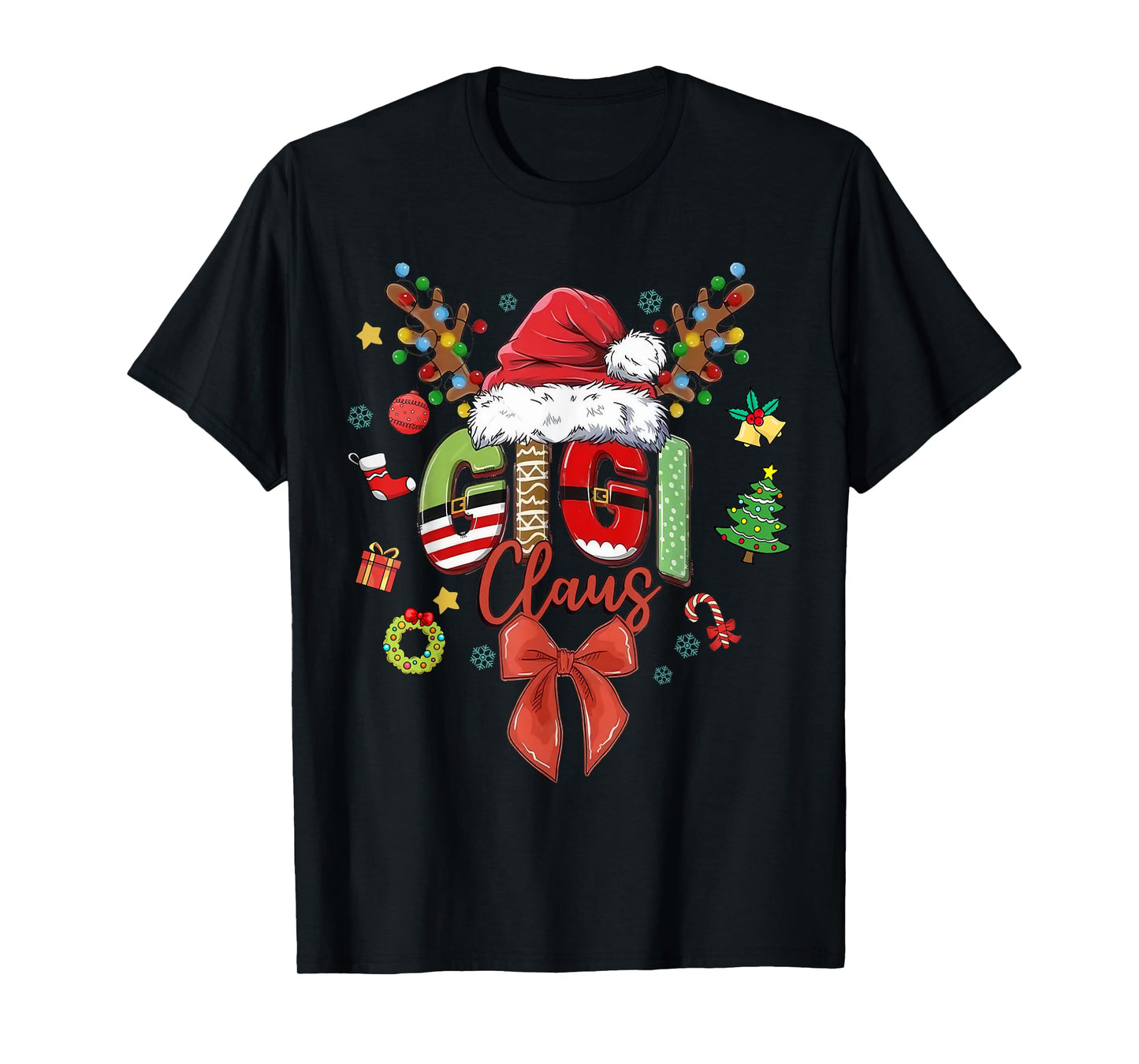 Gigi Claus Coquette Christmas Matching Family Xmas Santa Hat T-Shirt