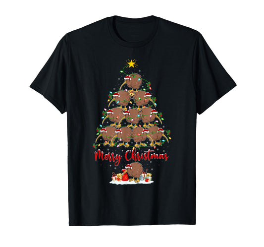 Kiwi Bird Lover Xmas Matching Santa Kiwi Christmas Tree T-Shirt