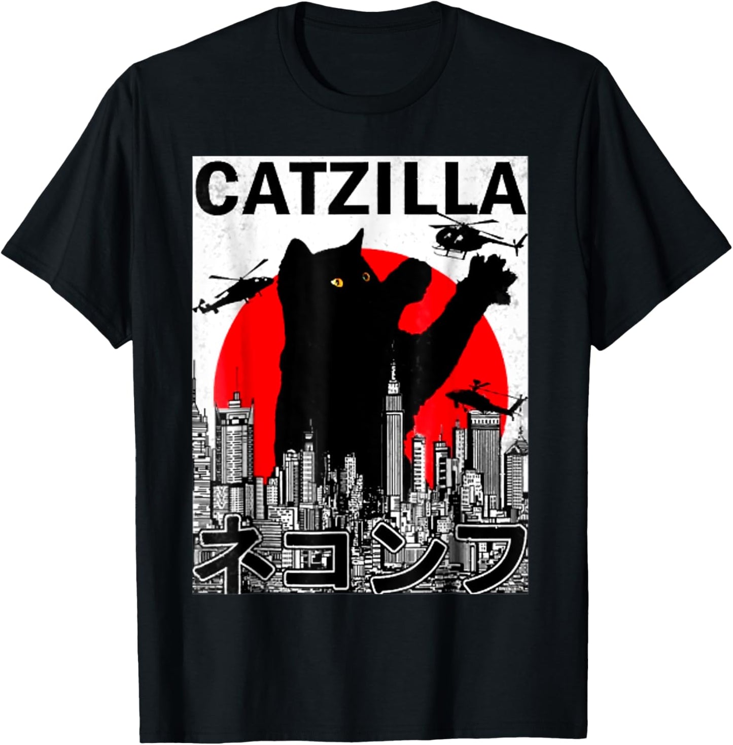 Catzilla Cute Art Japanese Cat Stuff For Cat Lover Mom Dad T-Shirt