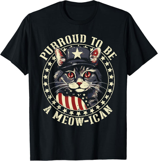 4th of July Cat Purroud To Be A Meowican, American Cat Woman T-Shirt