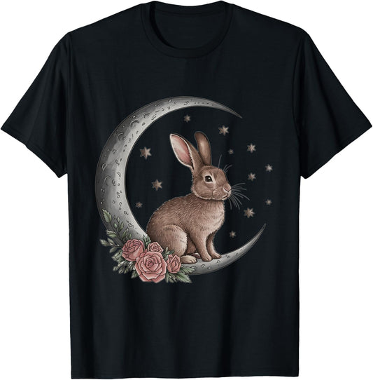 Vintage Bunny on the Moon Cute Goth Easter Rabbit T-Shirt