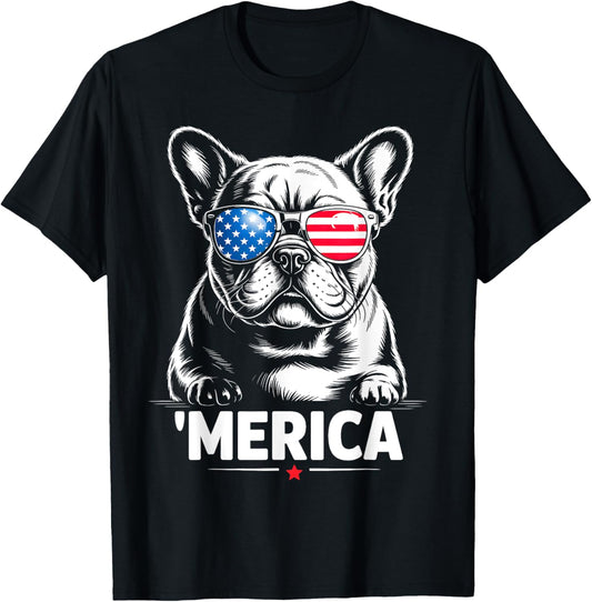 American Flag Patriotic French Bulldog 4th Of July America T-Shirt