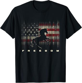 American Flag Horseback Riding Apparel - Horse T-Shirt
