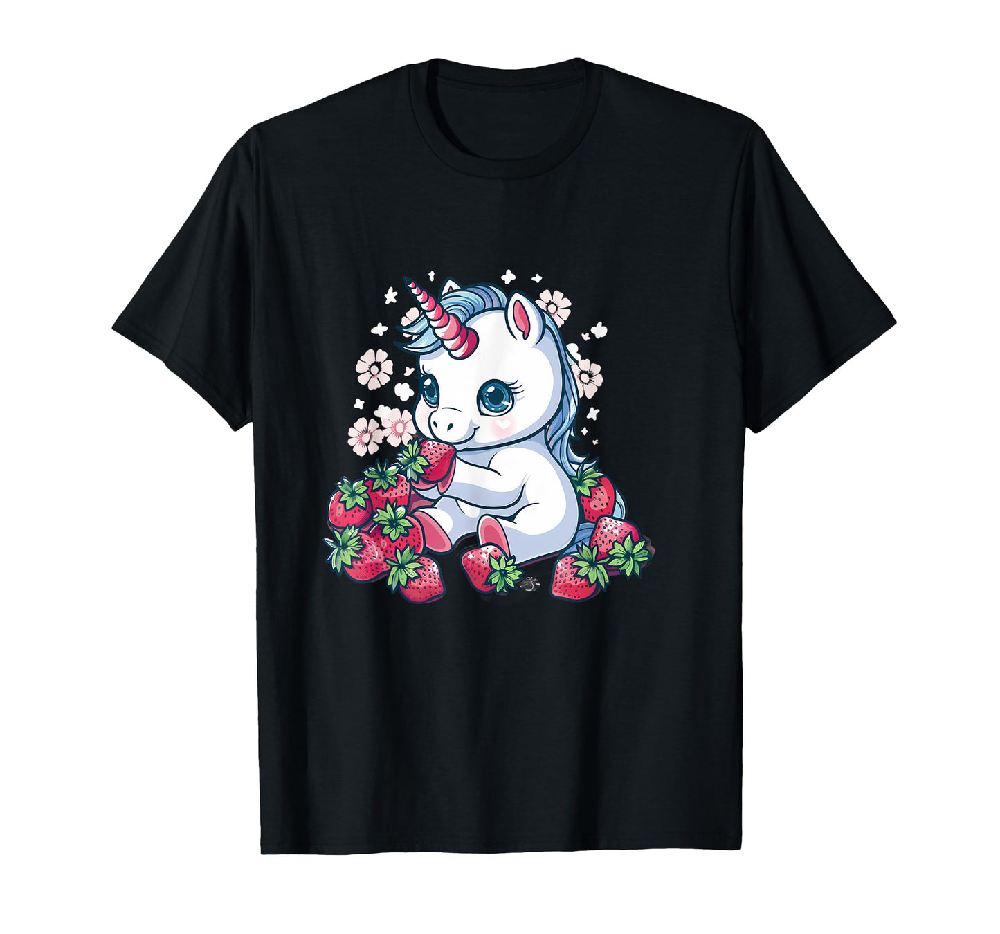 Strawberry Unicorn Cute Floral Strawberries Animal Print T-Shirt