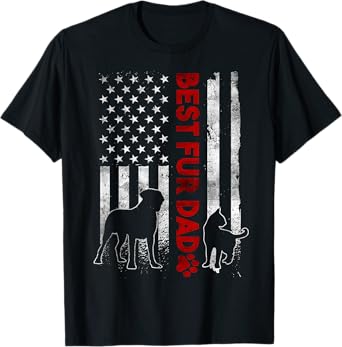 Retro Best Fur Dad Ever American Flag T-Shirt