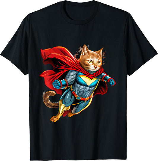 Superhero Cat Red Cape Super Hero Cat Kitten Kitty T-Shirt