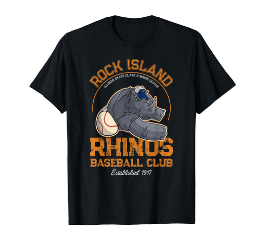 Rock Island Rhinos Retro Minor League Baseball Team T-Shirt