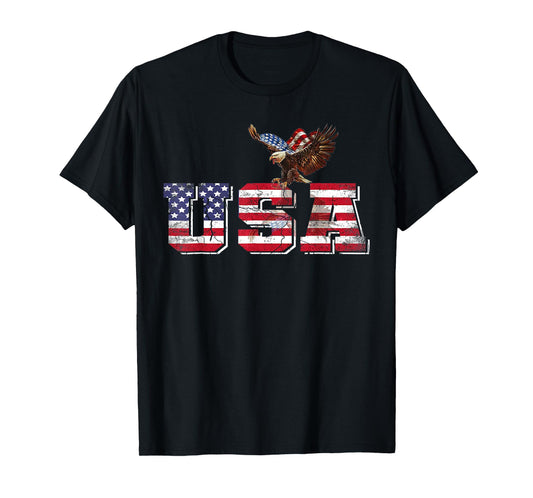 USA American Flag Patriotic 4th of July Eagle For Men Women T-Shirt