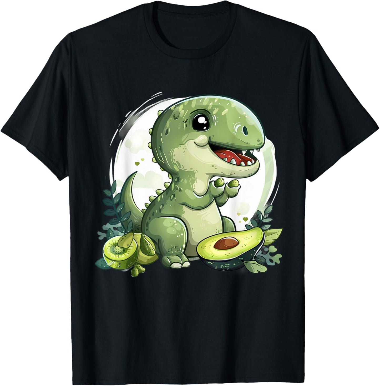 Avocado Dino Artwork Nature Motif Dinosaur Lover T-Rex Print T-Shirt