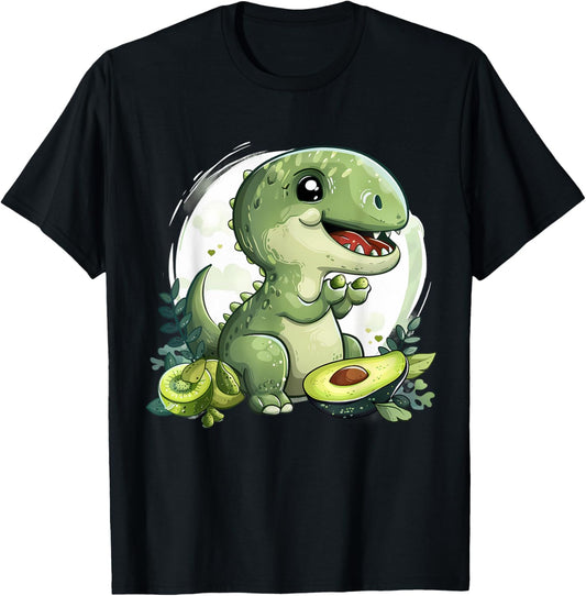 Avocado Dino Artwork Nature Motif Dinosaur Lover T-Rex Print T-Shirt