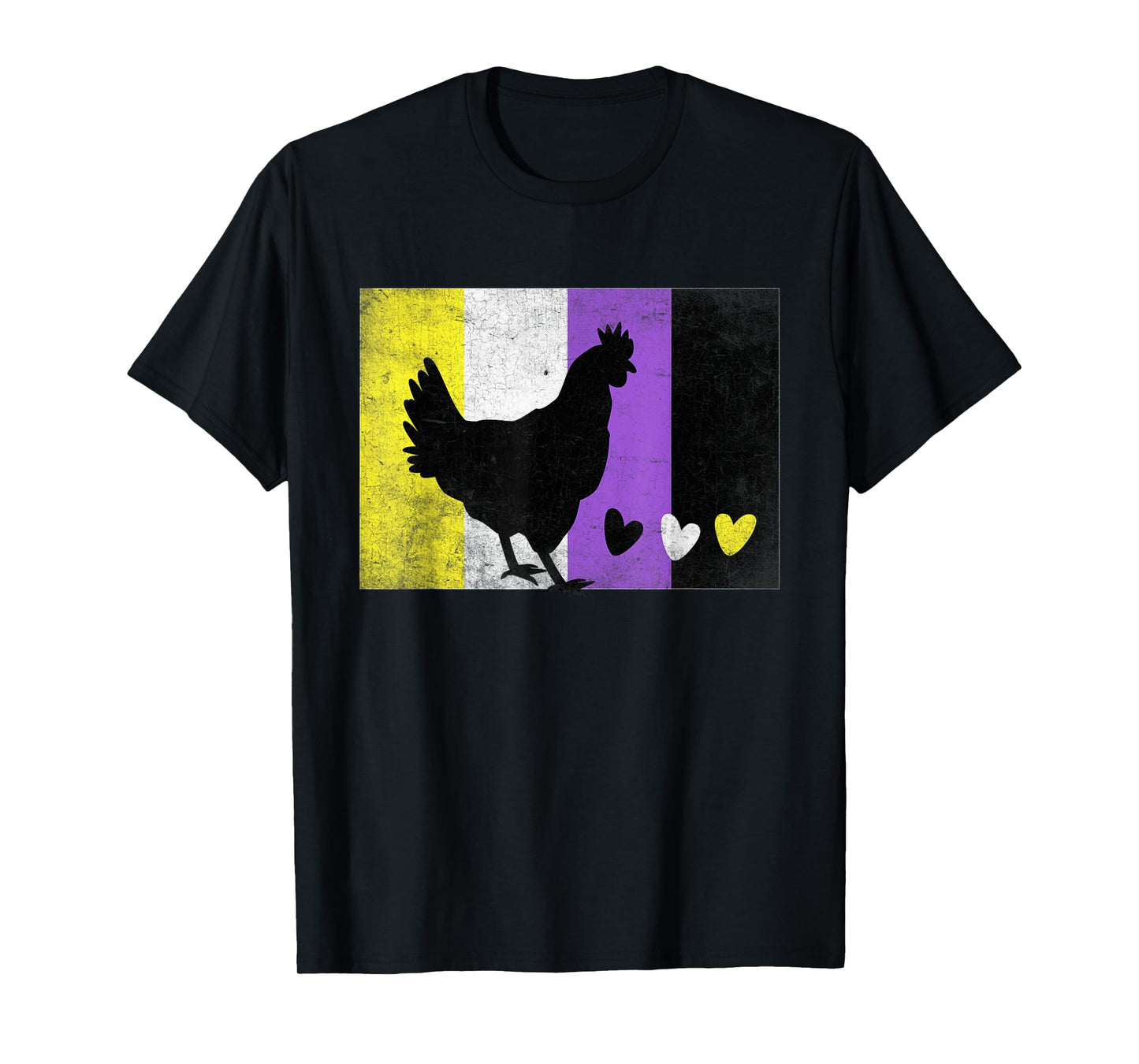 Chicken Non Binary Flag LGBTQ Trans Nonbinary Enby Pride T-Shirt