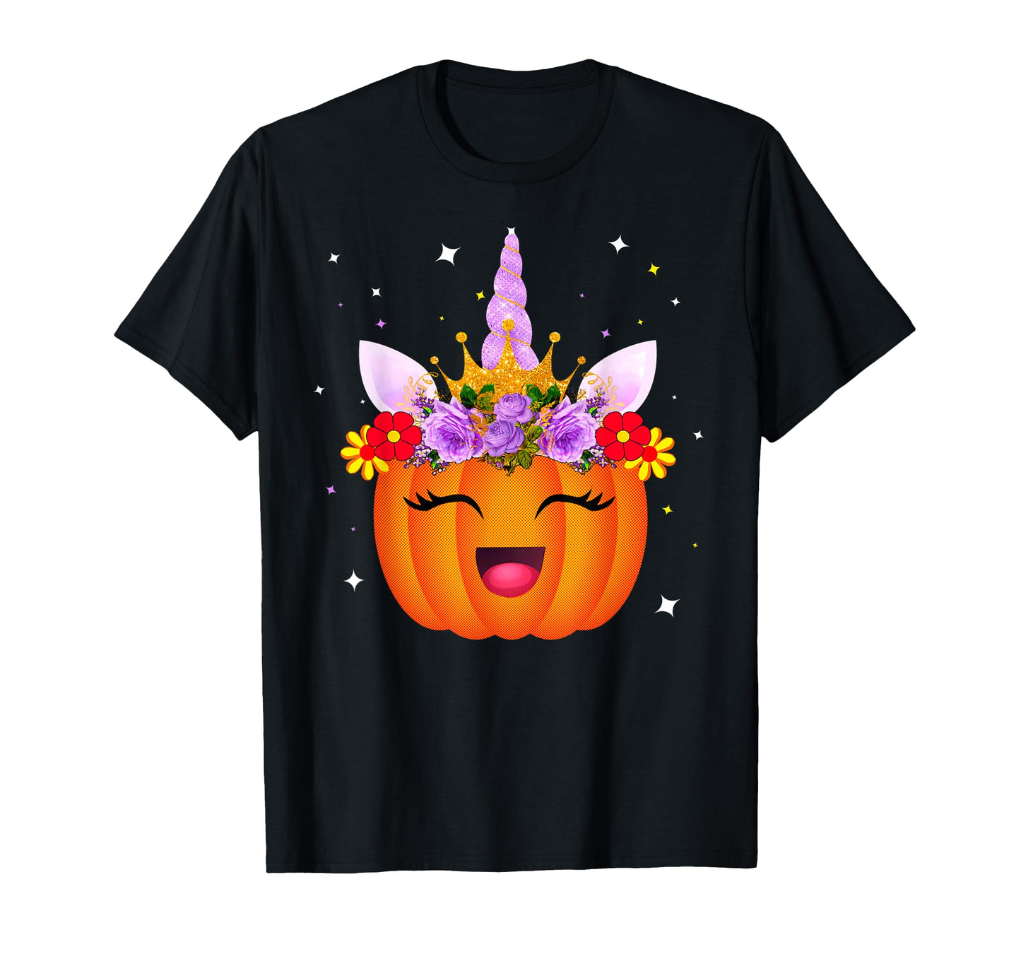 Girl Unicorn Pumpkin Halloween Unicorn Pumpkin Princess T-Shirt