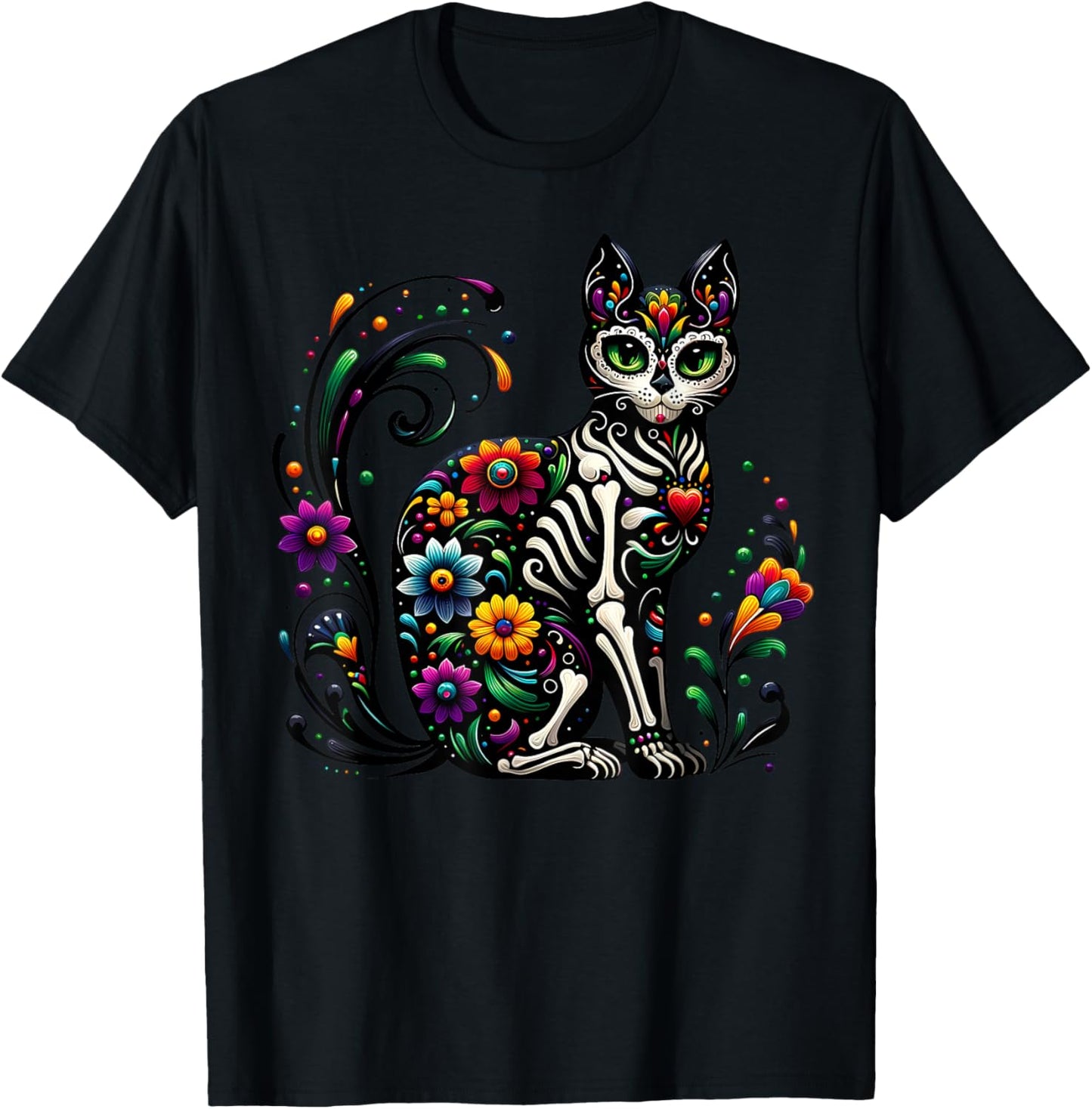 Dia De Los Muertos Cinco De Mayo Cat Sugar Skull Men Women T-Shirt