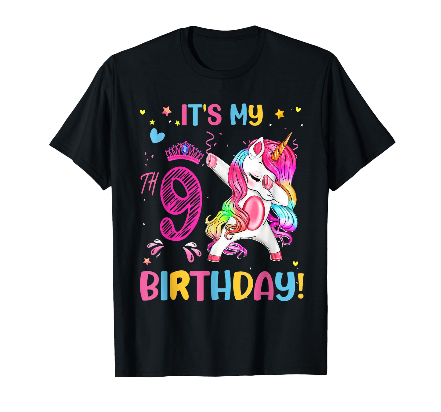 It's My 9th Birthday Unicorn Girls Funny 9 Year Old Birthday T-Shirt