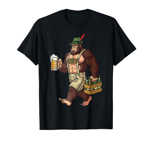 German Bigfoot Sasquatch Beer Lederhose Funny Oktoberfest T-Shirt