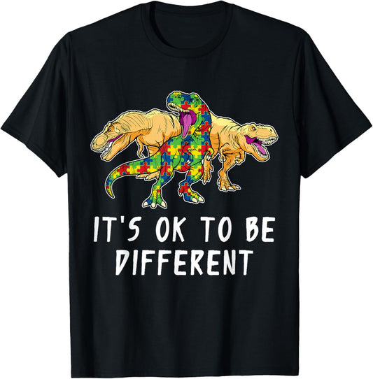 Autism Awareness Dinosaur Lovers Dino Gift Boys Girls Kids T-Shirt